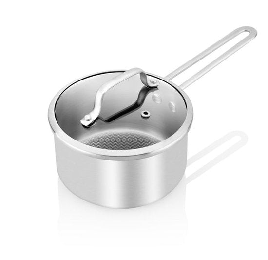 ETA HoneyComb Pannenset voor Inductie en alle Warmtebronnen – Ovenbestendig – Set van 4 Pannen met Glazen Deksel – Roestvrij Staal – Non-Stick – RVS