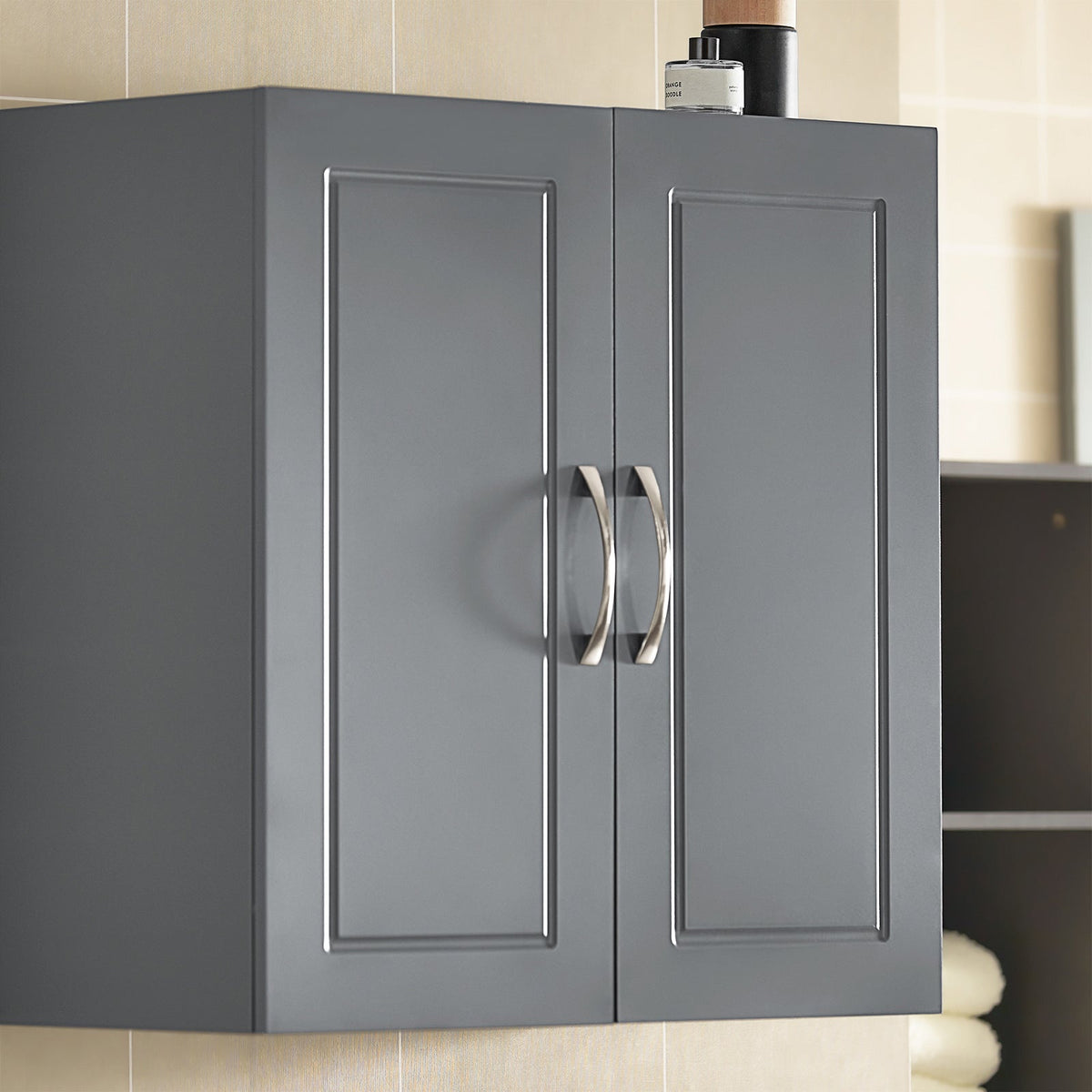 SoBuy Wandkast met 2 Deuren - 60x30x60 cm - Grijs - Verstelbare Plank