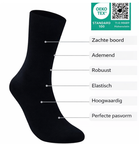 Heldenwerk Premium Diabetikersokken Heren 43-46 – 6 Paar – Naadloos, Zonder Strakke Elastiek, Comfortband – Zwart