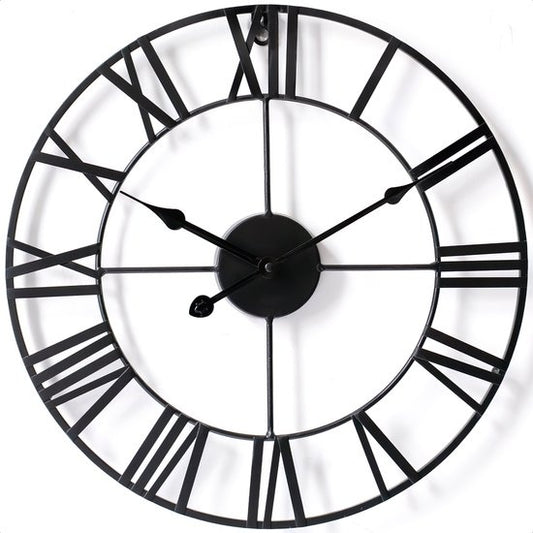 Goliving Wandklok Industrieel – Stil uurwerk – Grote wandklok – Moderne wandklok - Metaal – Ø 40cm – Zwart