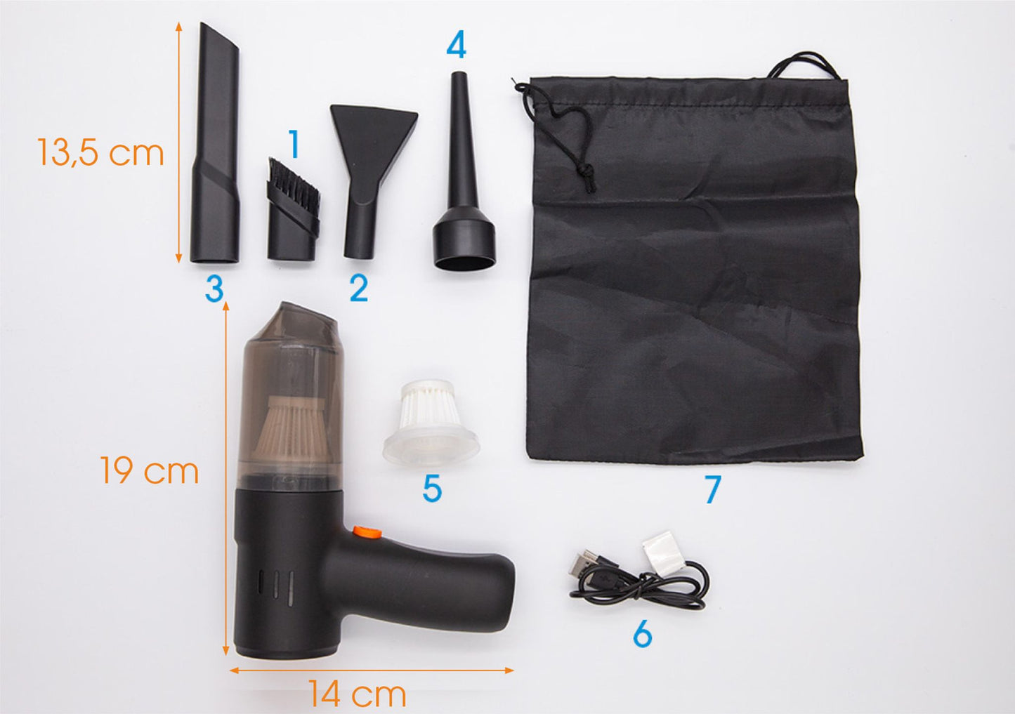 Livington PocketVac Draadloze Handstofzuiger met Blaasfunctie – Compact – Lichtgewicht – Inclusief 5 Opzetstukken