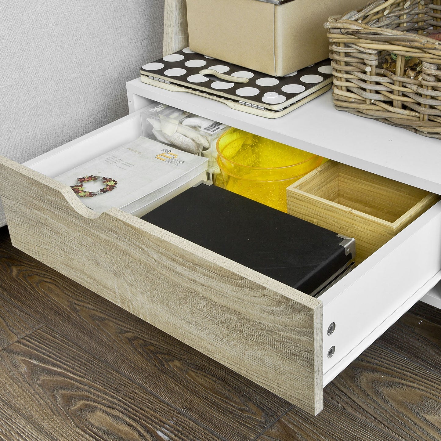 SoBuy FRG111-WN Boekenplank met Bureau - Wandmodel MDF/Spaanplaat - 40 x 65 x 176 cm - Wit/Naturel