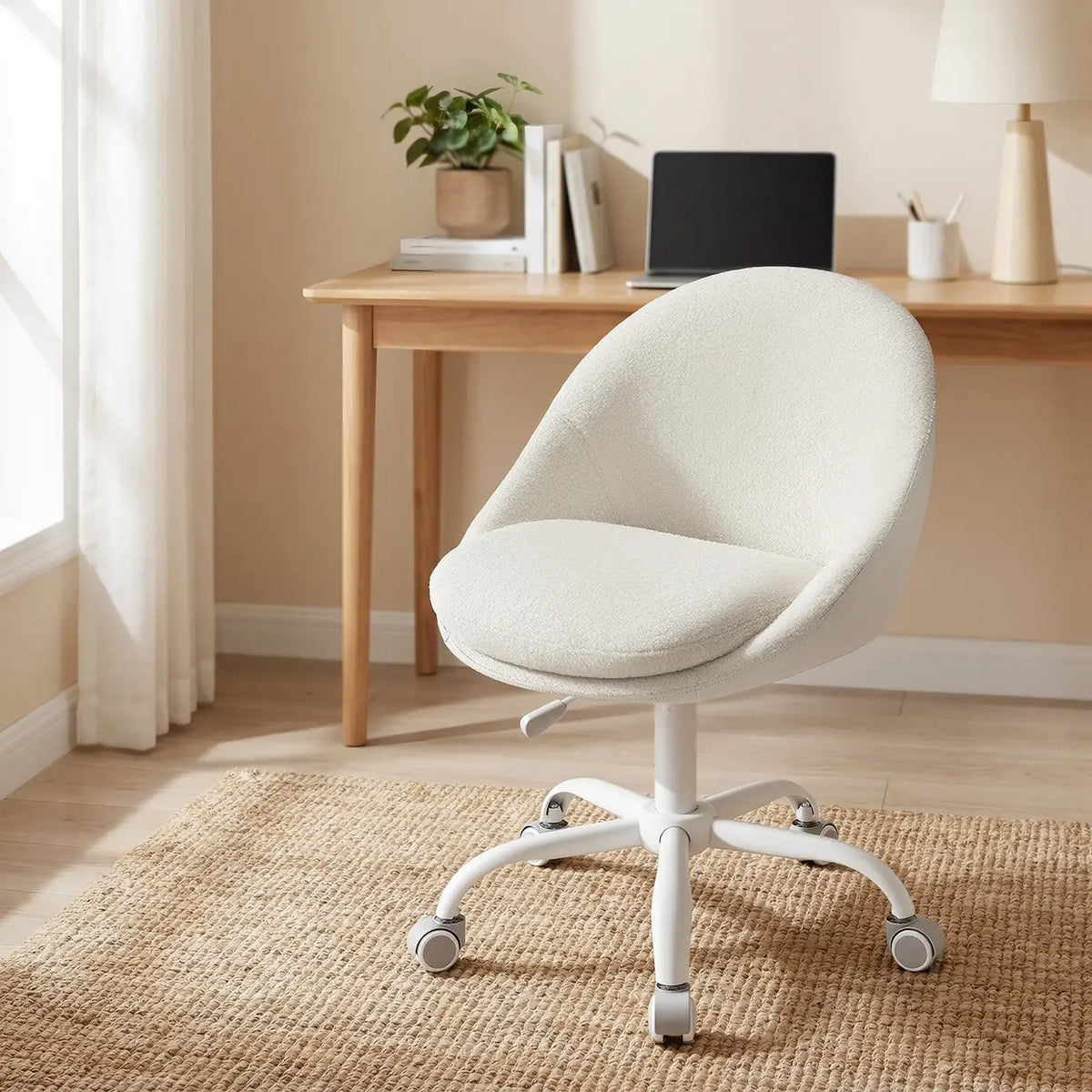 JOYFURNOS Sherpa Bureaustoel - In Hoogte Verstelbaar - Beige/Wit