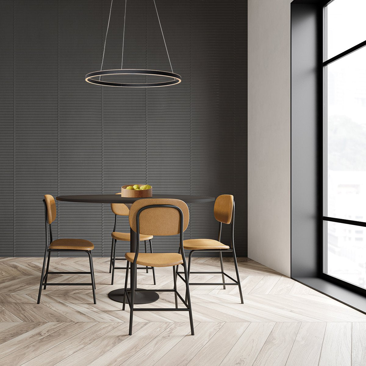 Hanglamp Ringlux 3502ZW Zwart 60cm Design Metaal Steinhauer - Hoogte instelbaar, ideaal voor binnengebruik