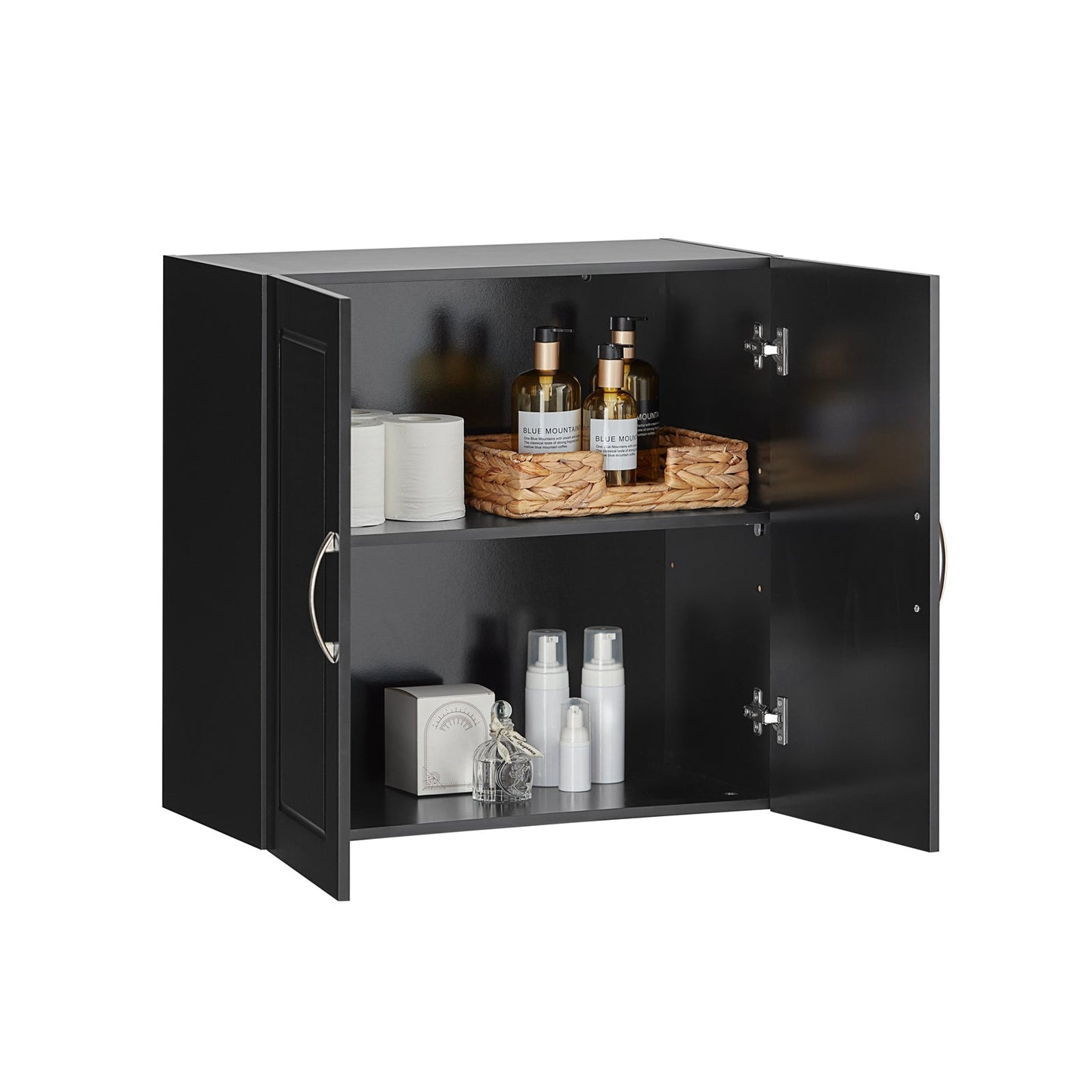 SoBuy Wandkast met 2 Deuren - 60x30x60 cm - Zwart - Verstelbare Plank