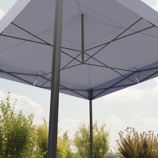 LifeGoods Partytent - Paviljoen - Easy Up - Opvouwbaar - Met Zijwanden - Waterdicht - Met Draagtas Met Wieltjes - 292 x 292 cm – Donkergrijs