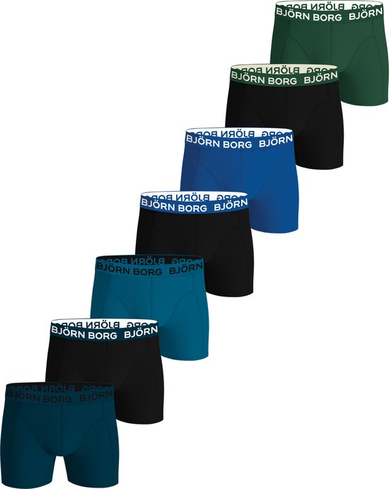 Björn Borg Cotton Stretch boxers - Maat XXL - heren boxers normale lengte (7-pack) - groen - zwart - blauw - zwart - blauw - zwart - blauw