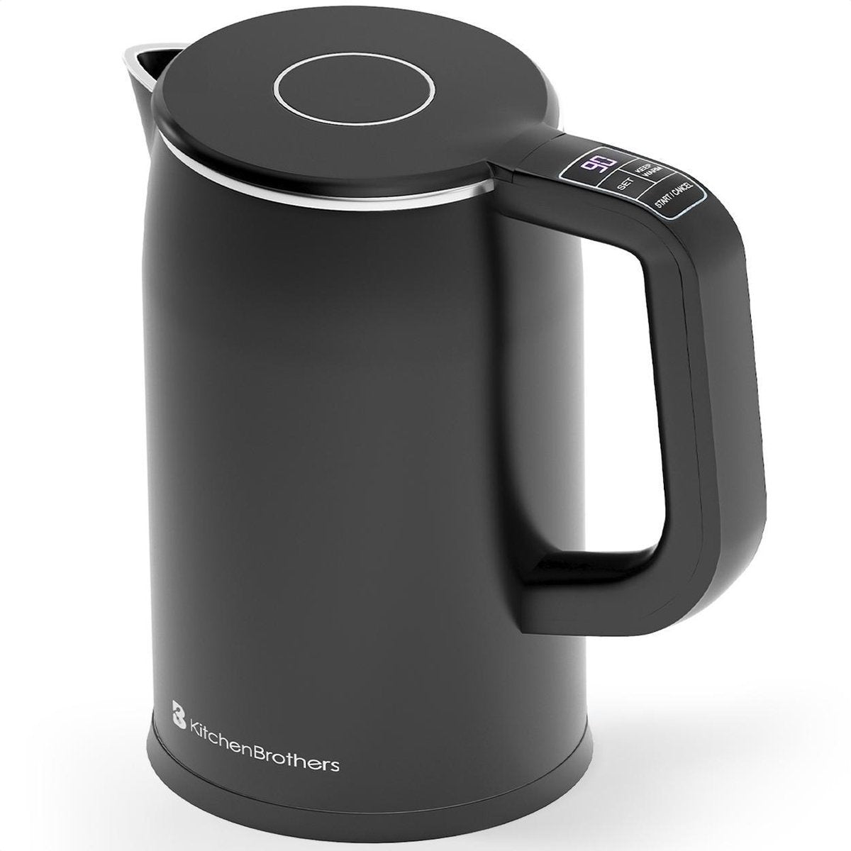 KitchenBrothers Waterkoker - 1.7L - RVS, Kunststof - BPA vrij - 1800W - 22x15.50x26.55 cm - Zwart