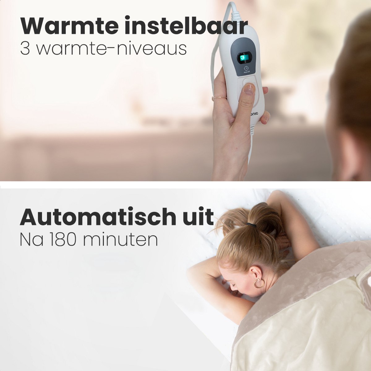 Auronic Elektrische Deken 2-Persoons - Beige - 200 x 180 cm - 3 Warmtestanden, Timer