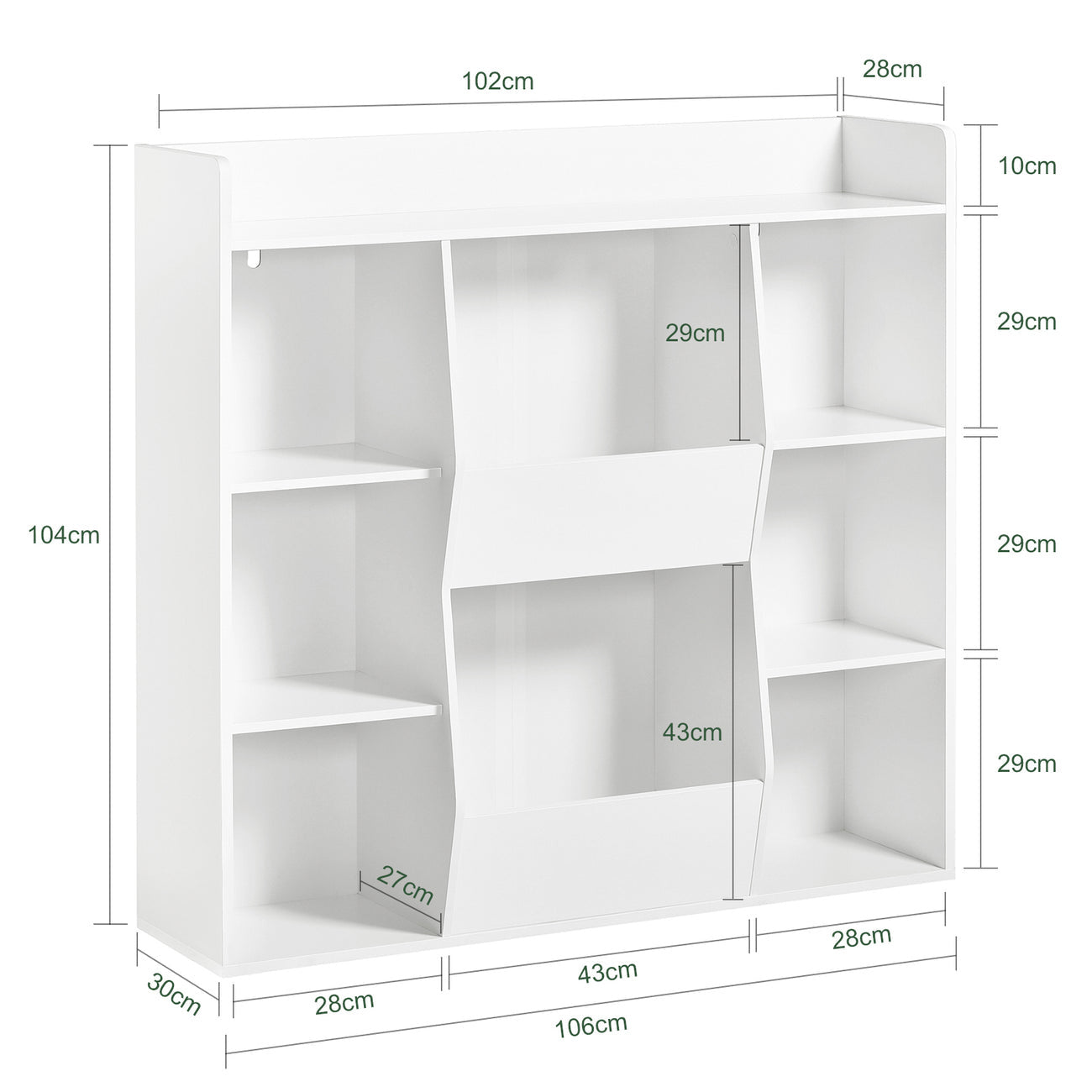 SoBuy KMB55-W Kinderboekenkast - MDF - 106 x 30 x 104 cm - Wit