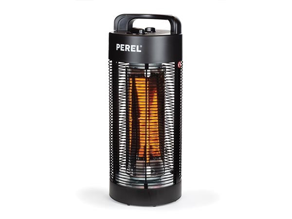 Perel – PHT1200 Mobiele Terrasverwarmer – 1200W – Carbon – 2 Warmteniveaus – Oscillerend – IP34 – Zwart