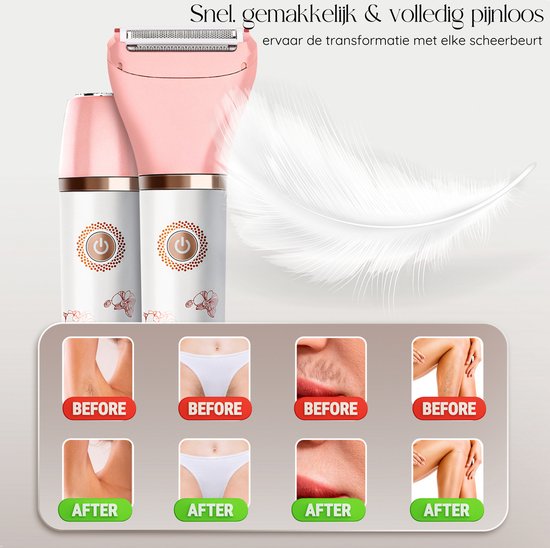 2-in-1 Ladyshave Gezicht - Oksels - Benen - Bikinilijn - Sansbeauté® - Scheerapparaat Vrouw - Ontharingsapparaat Electrisch Ontharen - Gezichtsontharing Dames - Trimmer Vrouw - Ladyshaves Bikini - USB Oplaadbaar