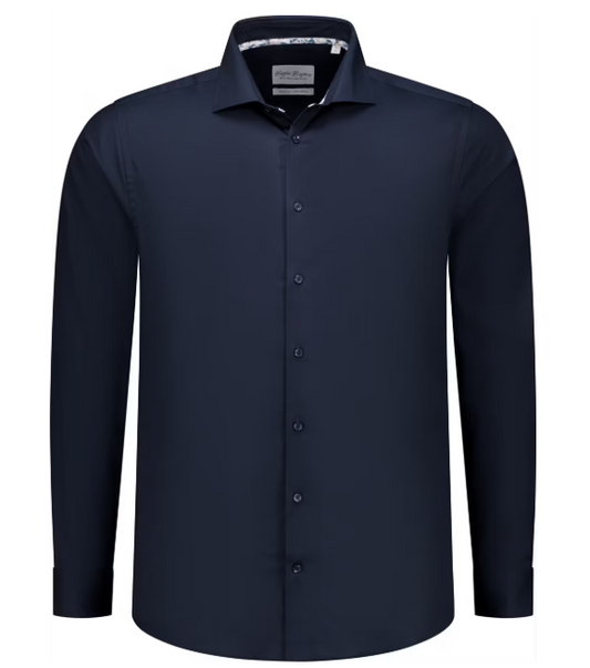 Boston Brothers Wide Spread Overhemd – Navy Twill – Maat 41 – Slim Fit – 100% Katoen