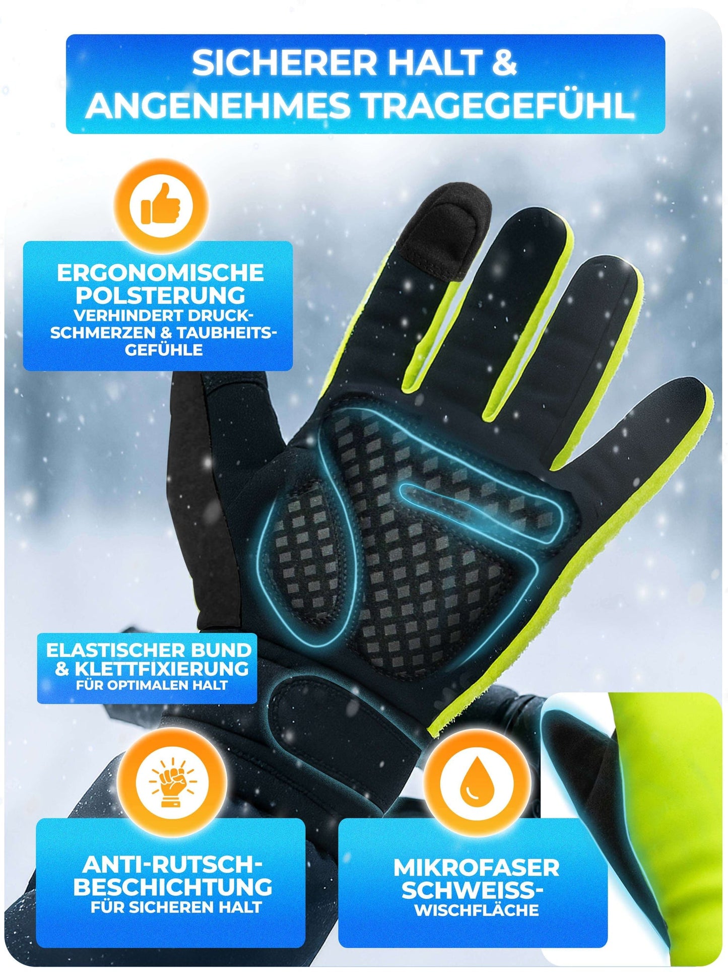Mivelo Winterhandschoenen – Geel – Maat XL – Met 3M™ Thinsulate™ & Thermo-Fleece