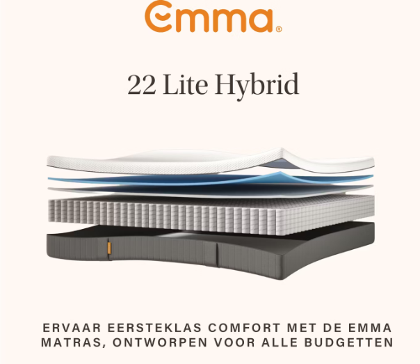 Emma Lite Matras 90x200 cm – Stevig Pocketvering Matras met 7 Zones - Grijs