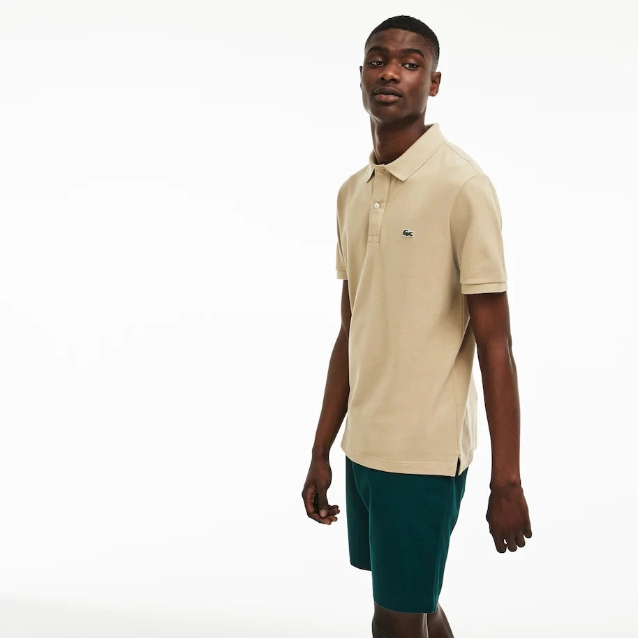 Lacoste Slim Fit Polo Shirt - Korte Mouw - 100% Katoen - Beige - Maat XS