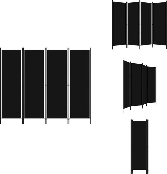 vidaXL - Kamerscherm - met - 4 - panelen - 200x180 - cm - zwart