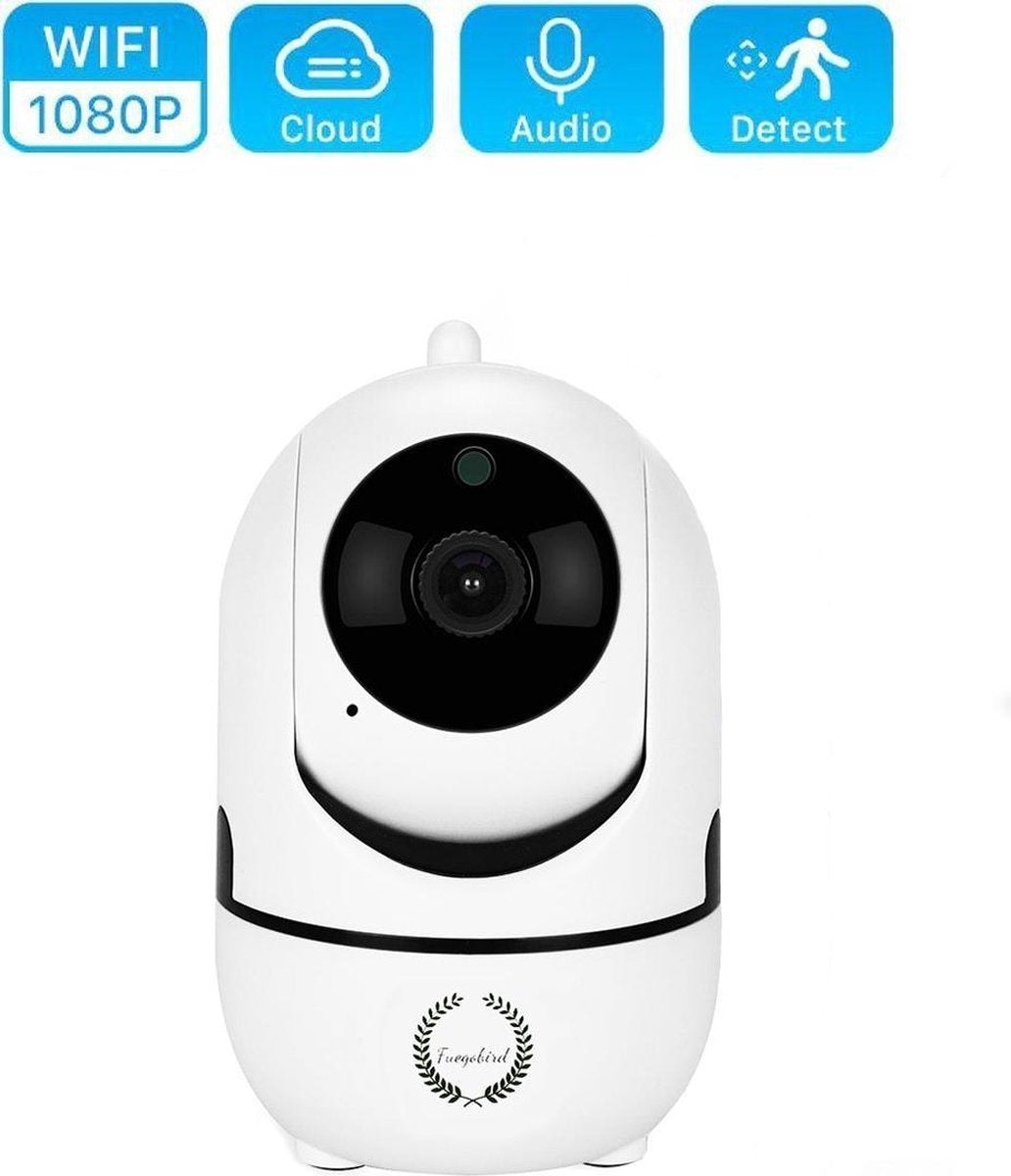 Fuegobird Indoor IP Camera - 1080P Beveiligingscamera - Remote Playback - Babyfoon - 2.4G/5G WIFI - Met App - Wit