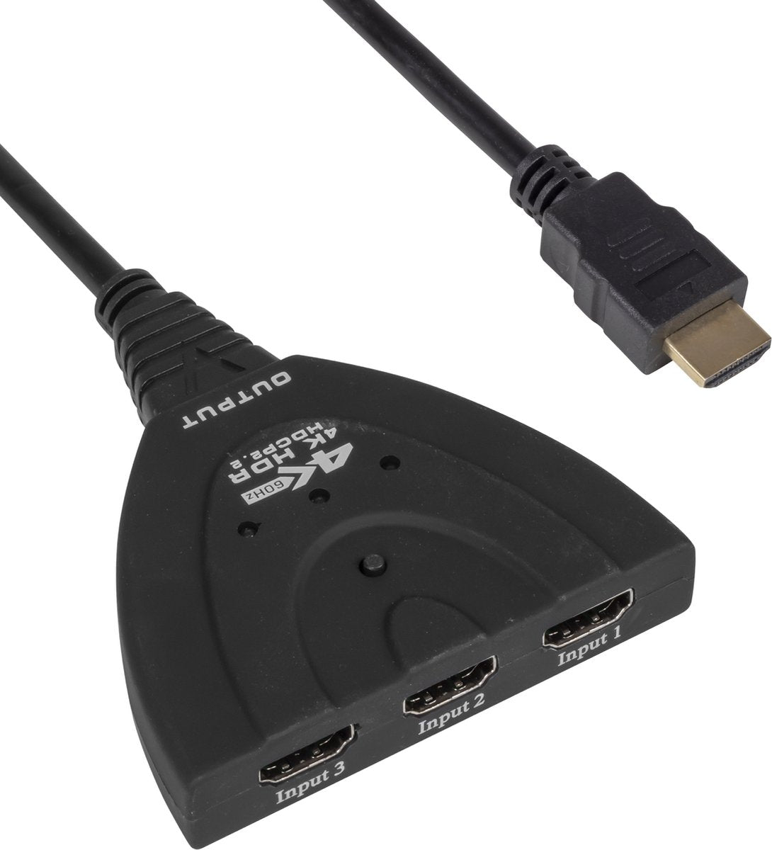 Nuvance HDMI Switch – 3 Ingangen, 4K 60Hz Ondersteuning – 60 cm – Zwart