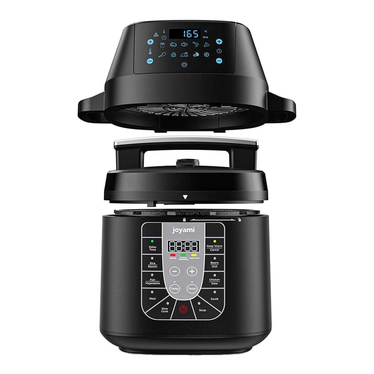 Joyami 6L Airfryer en Snelkookpan Combo - Dubbel Display - Zwart