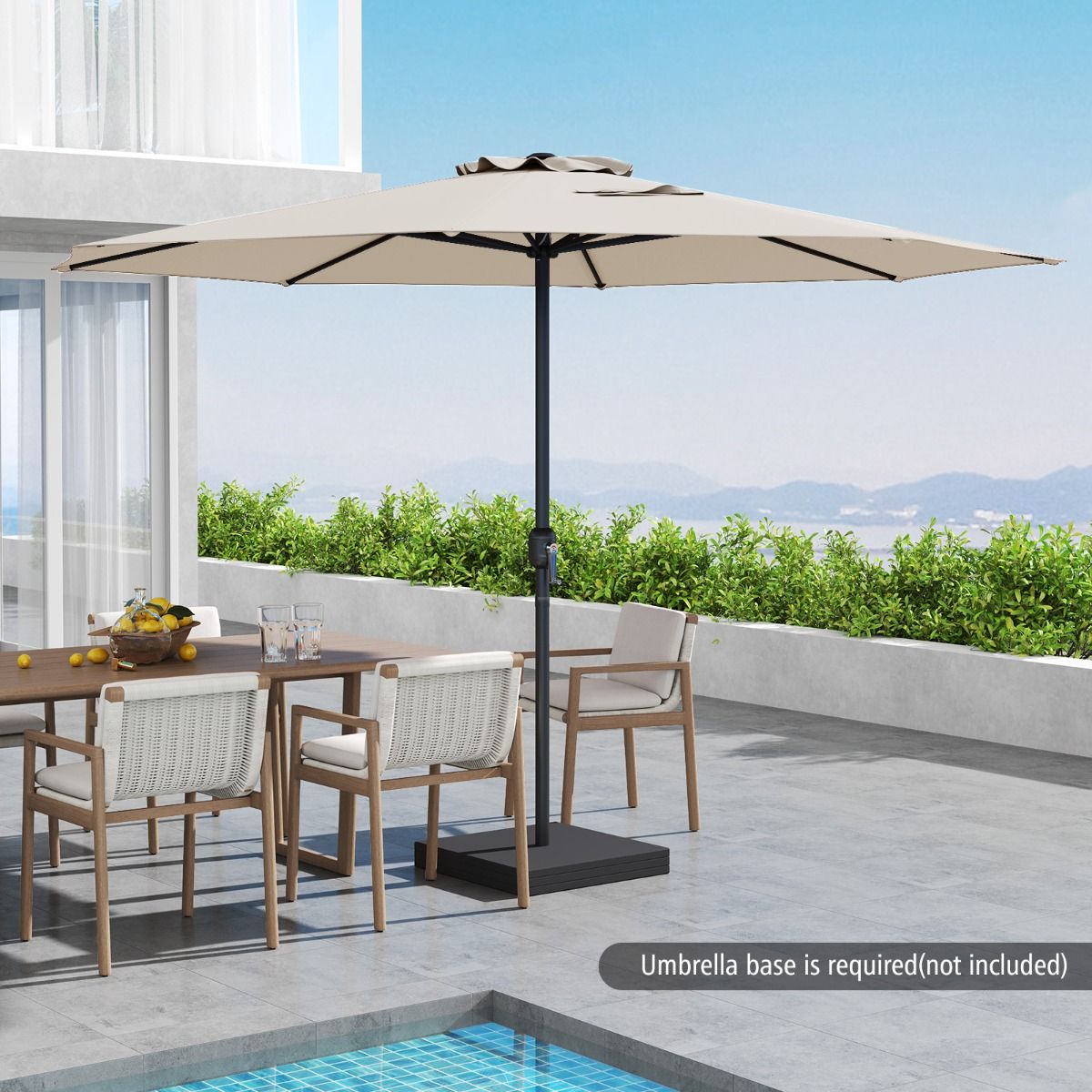 Coast Terrasparasol - grote tafelparasol - 8 stabiele ribben - beige - 360 cm