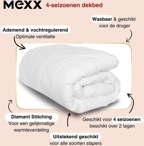 Mexx - 4-Seizoenen Dekbed - 200×200 cm - zomer en winterdekbed - synthetisch dons - anti-allergie - anti-huisstofmijt