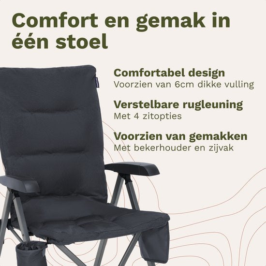 TRVLMORE Campingstoelen Luxe - Opvouwbaar - 2-Pack - 150KG Draagvermogen - Incl. Draagtas - Klapstoel - Kampeerstoel - Vouwstoel - Grijs