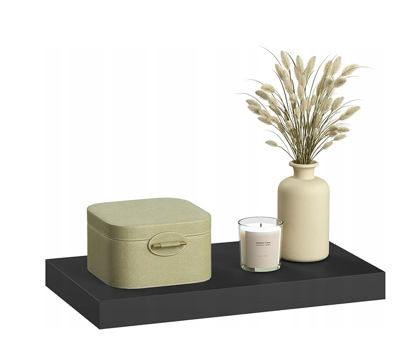 Esituro Wandplank Zwevend 50 cm - Set van 2 - Zwart MDF - Modern