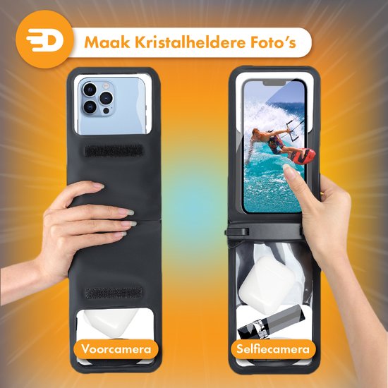 Drivv. Waterdicht Telefoonhoesje 2 in 1 met Koord - Universeel tot 6.7 inch – Onderwater hoesje telefoon - Zwart