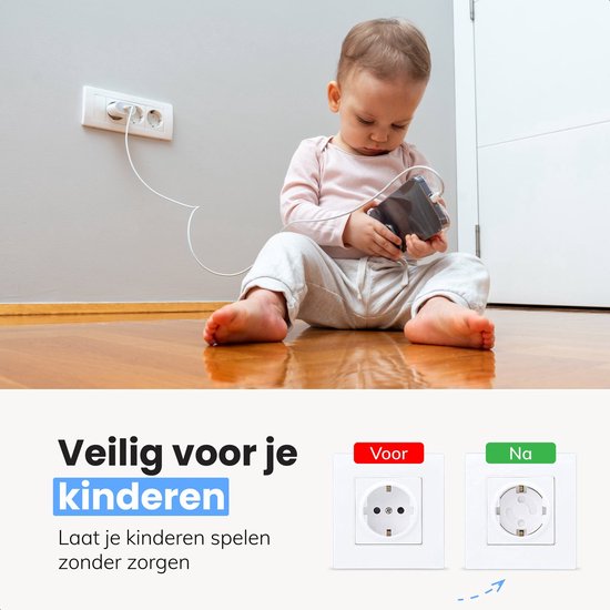 Stopcontact beveiliging - 30 stuks - Baby- en kinderbeveiliging - Geschikt voor Nederlandse stopcontacten - Wit - Luft - Stopcontactbeschermers - Afdekplaatje stopcontact