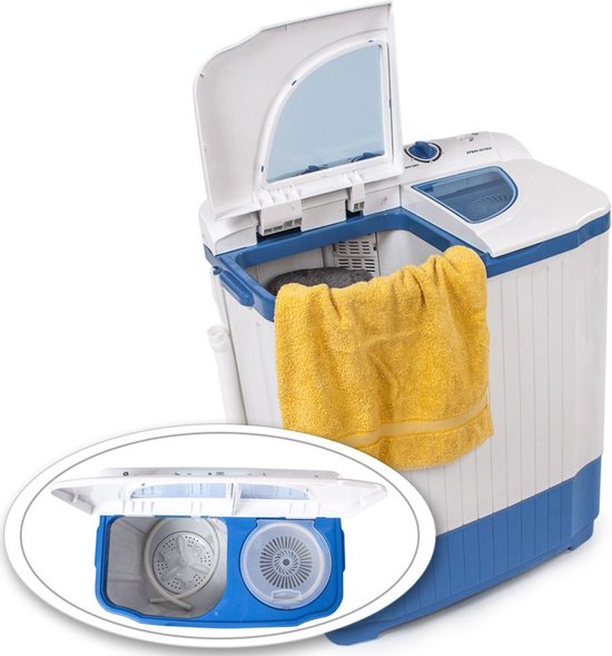 TecTake 400777 Was-droogcombinatie Vrijstaand Bovenbelading Blauw, Wit