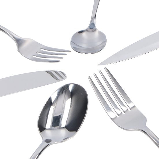 Deleca 8 Persoons Bestekset (48-delig) - Lepels, Messen, Vorken & Steakmessen - Vaatwasserbestendig - Zilver / RVS
