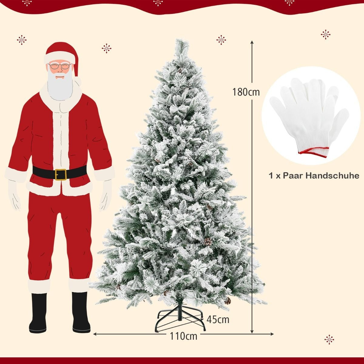 Coast Kunstkerstboom met Sneeuw en Kleurrijke LED-lampjes - 8 verschillende lichtmodi - 180cm