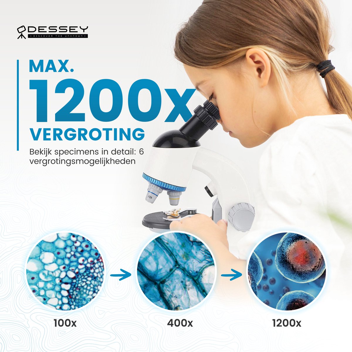 ODESSEY Julius Microscoop – 1200X Vergroting, 360° Roterend, Dubbele LED – 15 x 18 x 27 cm – Zwart