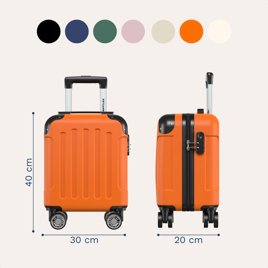 TRVLMORE Handbagagekoffer - 40x30x20 cm - Underseater - 24L - Cijferslot - 4 Wielen - Oranje