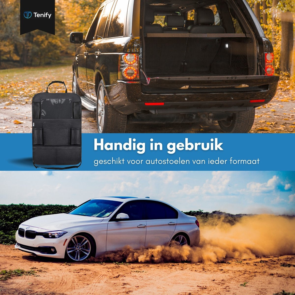 Premium Luxe & Stevige Auto Organizer met Tablet Houder - 1 Stuk - Extra Opbergruimte - Beschermer - Autostoel – Accessories