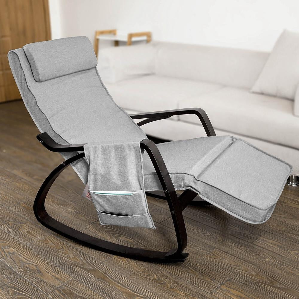SoBuy Schommelstoel – Verstelbaar - max. 150 kg – 80 x 66 x 92 cm – Grijs