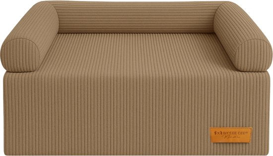 By Cee Cee Origineel Hondendeken Bank – Hondenkleed Bank - Hondenmand - Premium - Volledig Afritsbaar - Ribstof - Bruin - 120x90 - Maat L