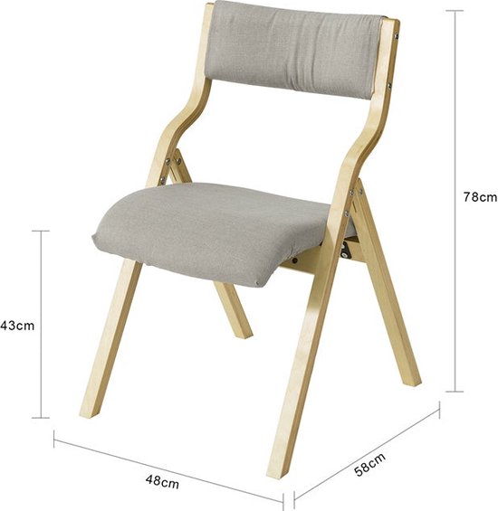 Klapstoel - Keukenstoel - Bureaustoel voor kinderen - Berkenhouten frame - Gewatteerd comfort - Afneembare wasbare hoes - 48 cm x 14 cm x 91 cm