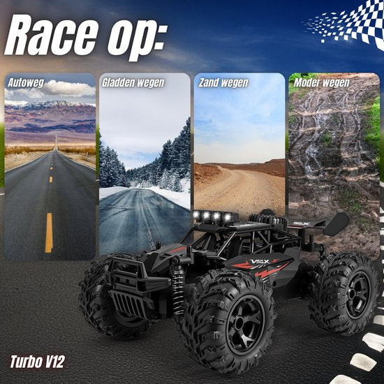 Vertrex Turbo V12 RC Bestuurbare Auto - Afstandsbestuurbare Race Speelgoed - Volwassenen & Jongens - voor Buiten - Radiografisch Afstandbestuurbaar - 209 x 121 x 257mm