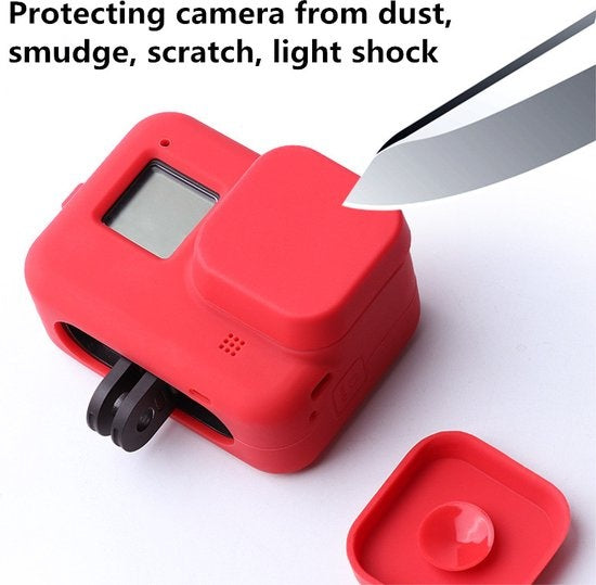 Garpex® Siliconen Case voor GoPro HERO 8 - Rubberen Beschermhoes - Inclusief lensbescherming - Zwart