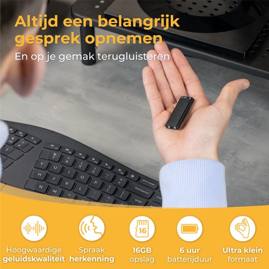 Nuvance - Afluisterapparatuur - Mini Afluisterapparaat - Voice Recorder Digitaal - Spy Recorder - Dictafoon - Afluisteren Opnemen