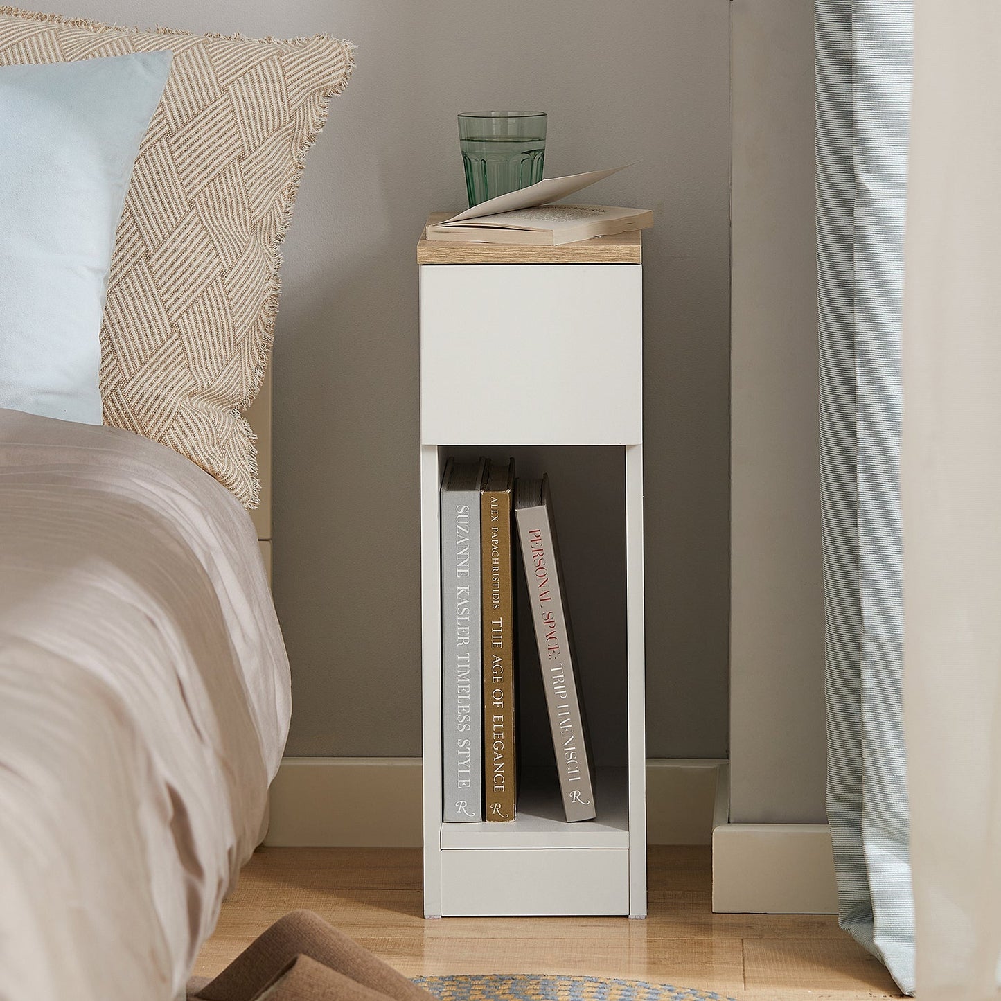 SoBuy Nachtkastje – 1 Lade & Open Ruimte – Wit – 20x35x60 cm