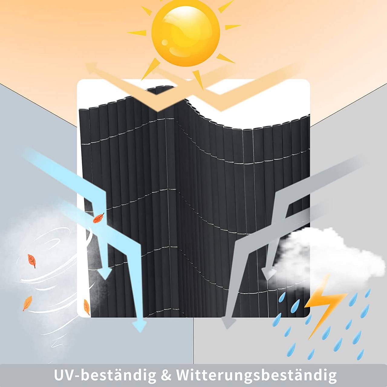 WOLTU PVC Privacymat - Windscherm - Grijs - 400x100cm