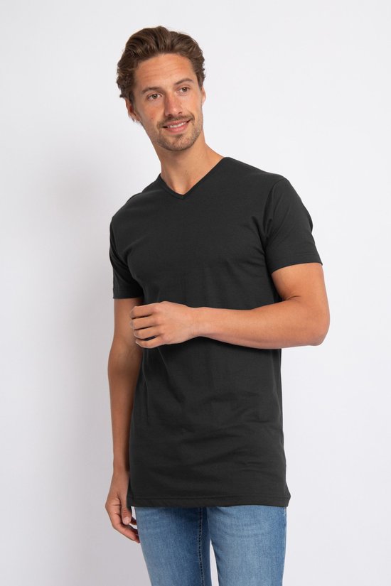 Alan Red T-shirt Vermont - extra lang - V-hals - zwart - maat S