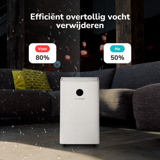 Bloomfold Luchtontvochtiger en Luchtreiniger - 25L per Dag - Incl. Was-droog Functie - Geschikt voor Woonkamer, Slaapkamer, Kelder & Badkamer