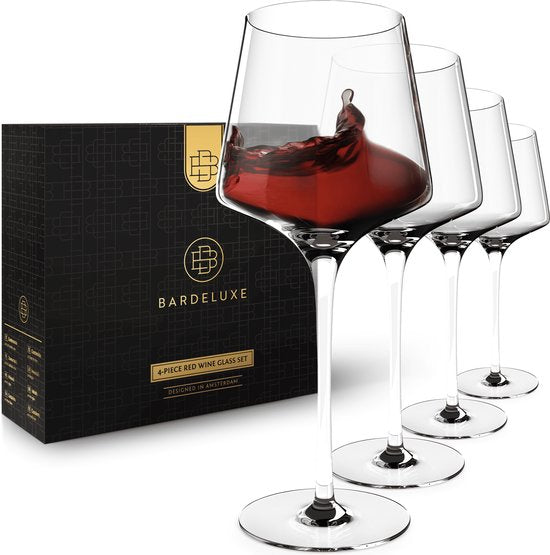 BarDeluxe® Wijnglazen Rode Wijn - Luxe Cadeau - Kristallen Wijnglas 640ml - Rode Wijnglazen Kristal - Handgemaakt - Perfect voor Bar of Diner