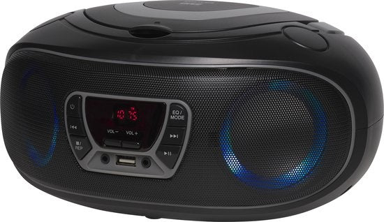 Denver Draagbare Radio CD Speler Kinderen - Bluetooth - Lichteffecten - Boombox - AUX - FM - TCL212BT - Grijs
