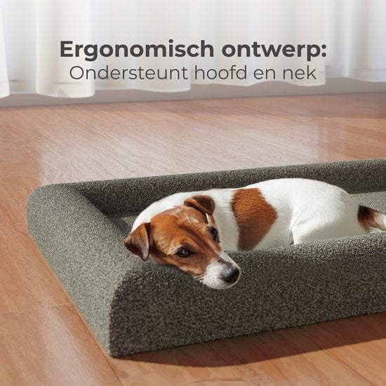 CozySense® Orthopedische Hondenmand - 75 x 45 cm - Maat M - Bouclé Stof - Waterdicht Hondenbed met Wasbare Hoes - Geschikt Als Benchkussen - Grijs
