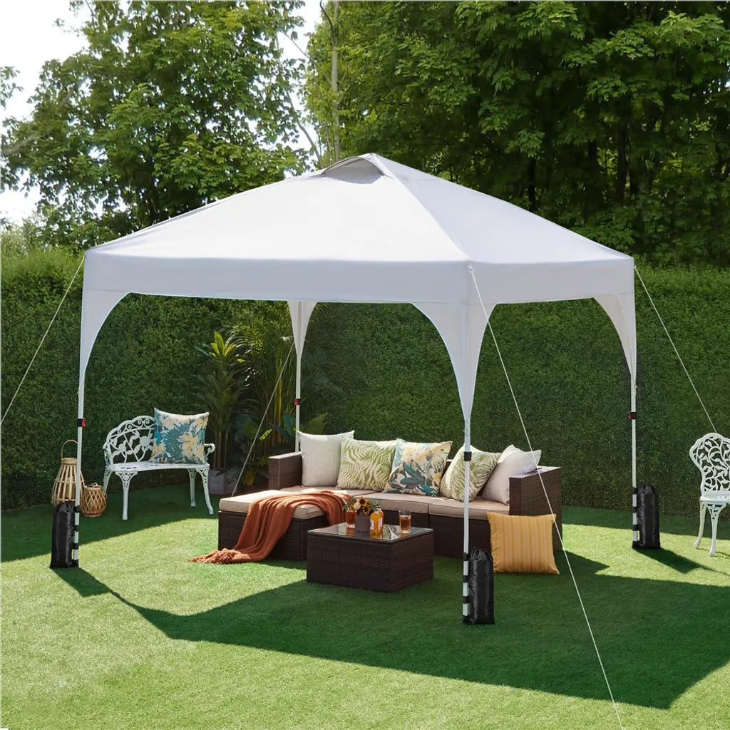 Yaheetech Opvouwbare Partytent 3 x 3 m - Wit - Verstelbaar Pop-up Paviljoen met Draagtas